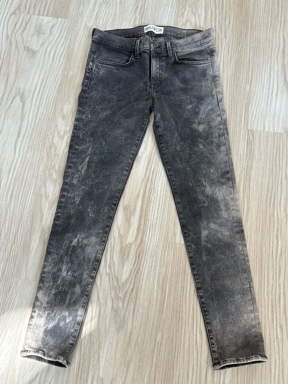 Wildfox Black Acid Wash Skinny Jeans Size 28